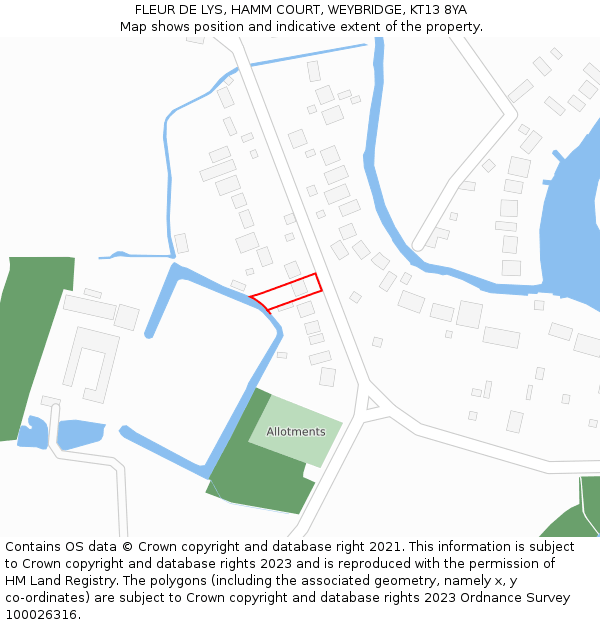 FLEUR DE LYS, HAMM COURT, WEYBRIDGE, KT13 8YA: Location map and indicative extent of plot