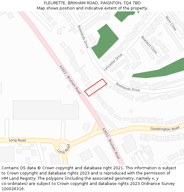 FLEURETTE, BRIXHAM ROAD, PAIGNTON, TQ4 7BD: Location map and indicative extent of plot