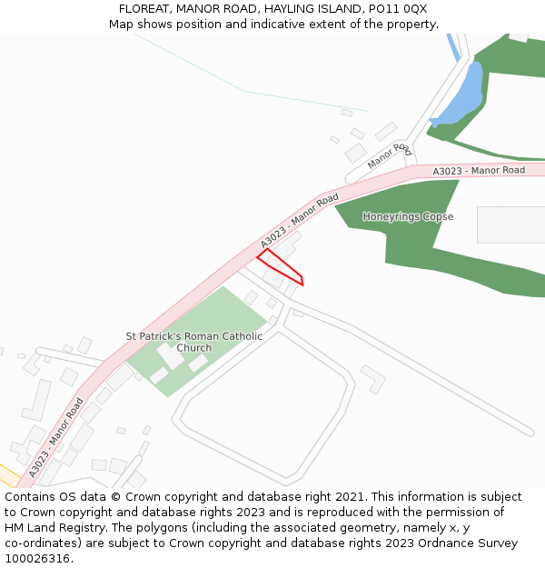 FLOREAT, MANOR ROAD, HAYLING ISLAND, PO11 0QX: Location map and indicative extent of plot
