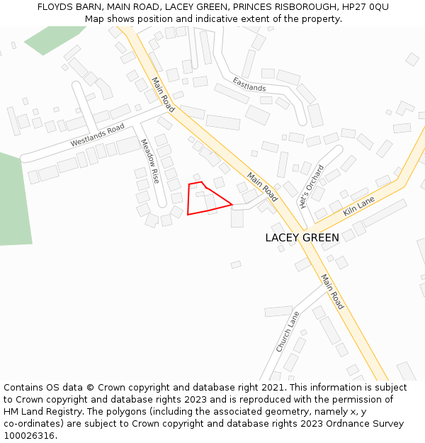 FLOYDS BARN, MAIN ROAD, LACEY GREEN, PRINCES RISBOROUGH, HP27 0QU: Location map and indicative extent of plot