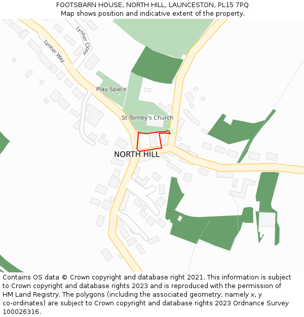 FOOTSBARN HOUSE, NORTH HILL, LAUNCESTON, PL15 7PQ: Location map and indicative extent of plot