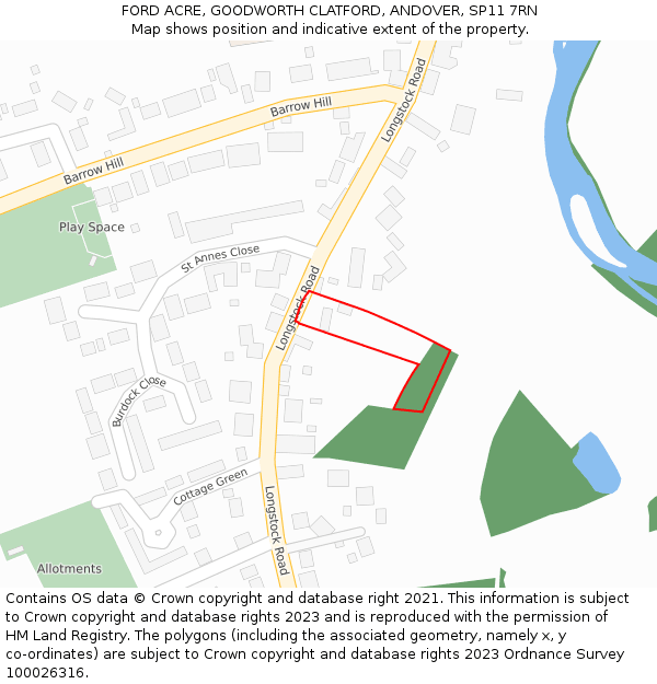 FORD ACRE, GOODWORTH CLATFORD, ANDOVER, SP11 7RN: Location map and indicative extent of plot