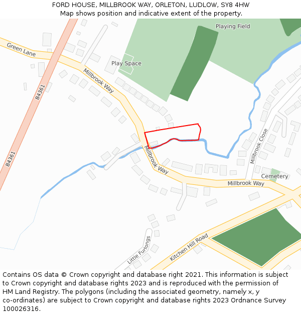 FORD HOUSE, MILLBROOK WAY, ORLETON, LUDLOW, SY8 4HW: Location map and indicative extent of plot
