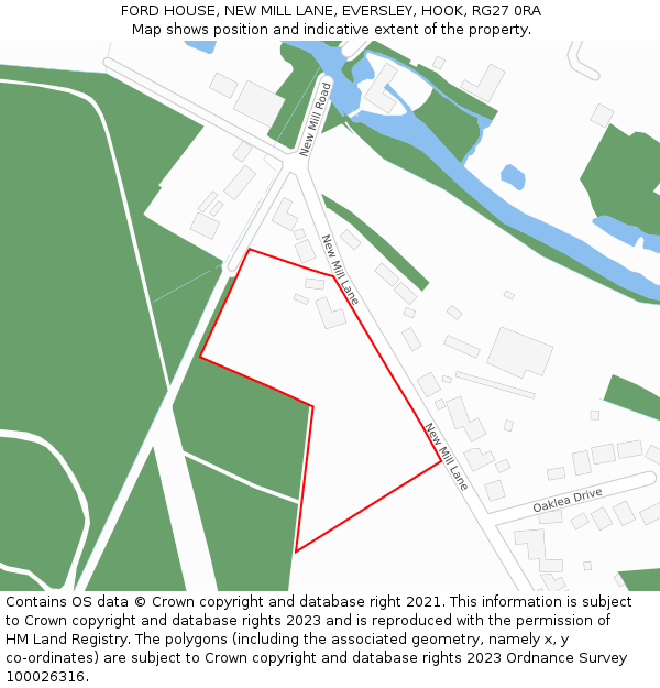 FORD HOUSE, NEW MILL LANE, EVERSLEY, HOOK, RG27 0RA: Location map and indicative extent of plot