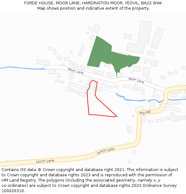 FORDE HOUSE, MOOR LANE, HARDINGTON MOOR, YEOVIL, BA22 9NW: Location map and indicative extent of plot