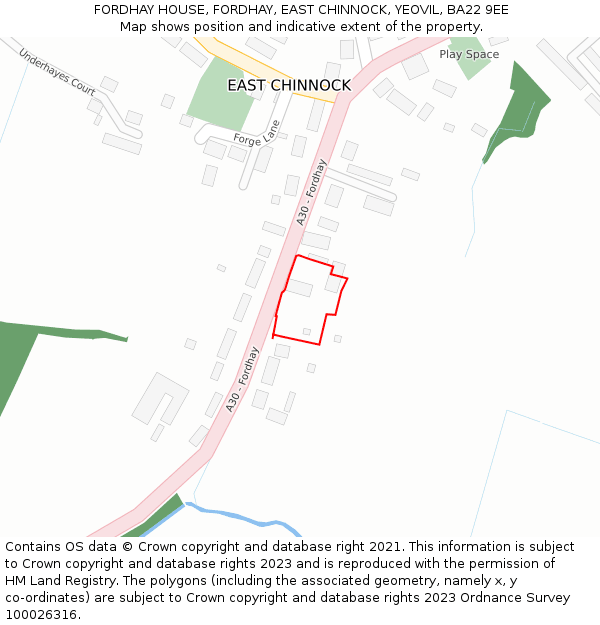 FORDHAY HOUSE, FORDHAY, EAST CHINNOCK, YEOVIL, BA22 9EE: Location map and indicative extent of plot