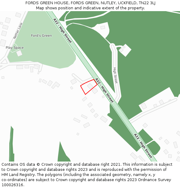 FORDS GREEN HOUSE, FORDS GREEN, NUTLEY, UCKFIELD, TN22 3LJ: Location map and indicative extent of plot