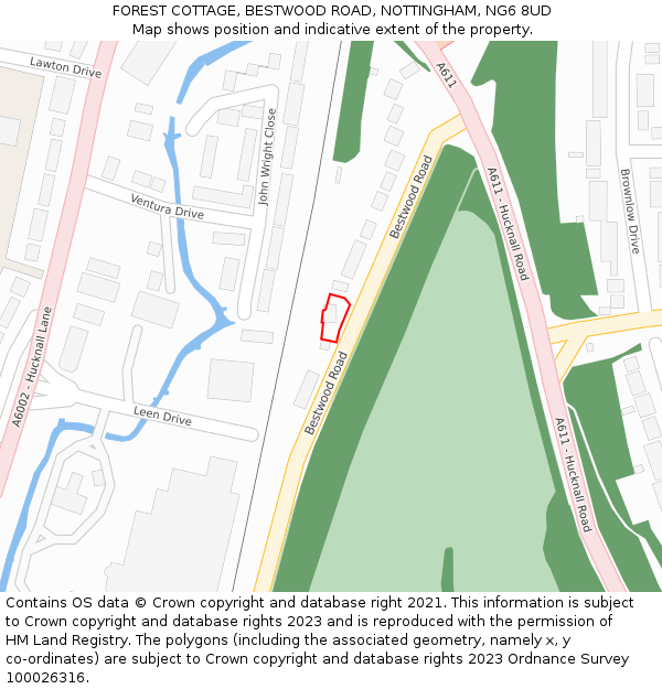 FOREST COTTAGE, BESTWOOD ROAD, NOTTINGHAM, NG6 8UD: Location map and indicative extent of plot