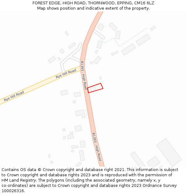 FOREST EDGE, HIGH ROAD, THORNWOOD, EPPING, CM16 6LZ: Location map and indicative extent of plot