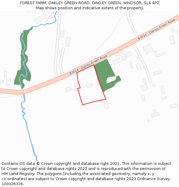 FOREST FARM, OAKLEY GREEN ROAD, OAKLEY GREEN, WINDSOR, SL4 4PZ: Location map and indicative extent of plot