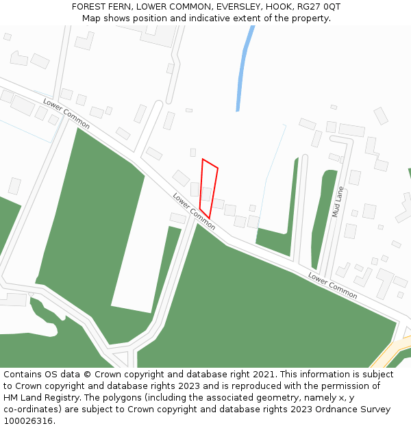 FOREST FERN, LOWER COMMON, EVERSLEY, HOOK, RG27 0QT: Location map and indicative extent of plot