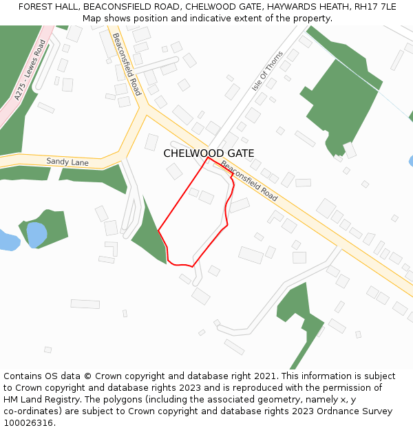 FOREST HALL, BEACONSFIELD ROAD, CHELWOOD GATE, HAYWARDS HEATH, RH17 7LE: Location map and indicative extent of plot