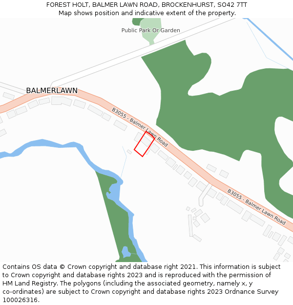 FOREST HOLT, BALMER LAWN ROAD, BROCKENHURST, SO42 7TT: Location map and indicative extent of plot