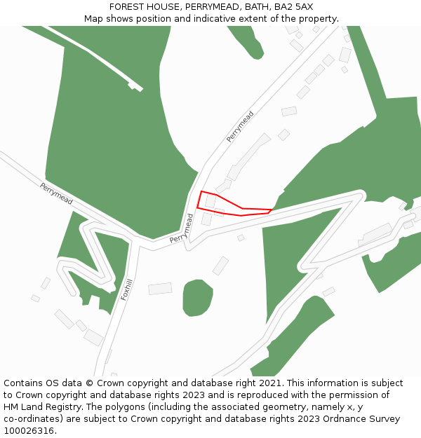 FOREST HOUSE, PERRYMEAD, BATH, BA2 5AX: Location map and indicative extent of plot