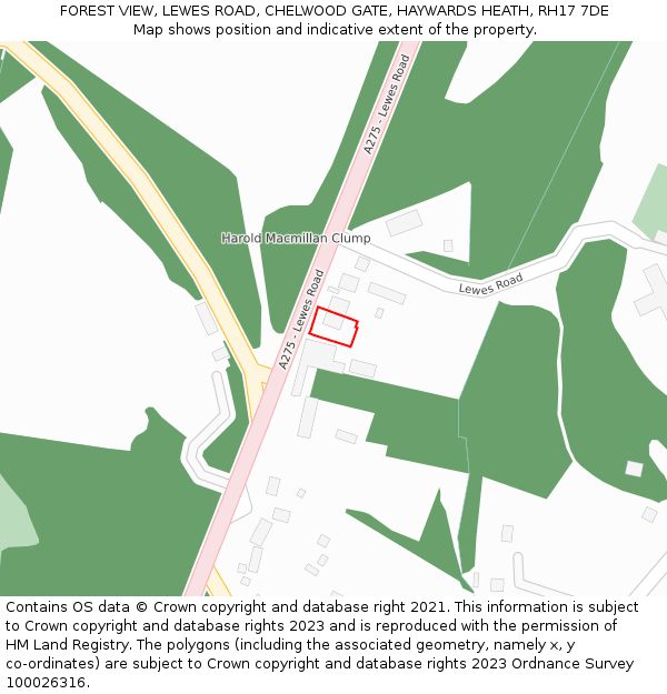 FOREST VIEW, LEWES ROAD, CHELWOOD GATE, HAYWARDS HEATH, RH17 7DE: Location map and indicative extent of plot