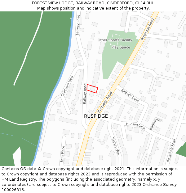 FOREST VIEW LODGE, RAILWAY ROAD, CINDERFORD, GL14 3HL: Location map and indicative extent of plot