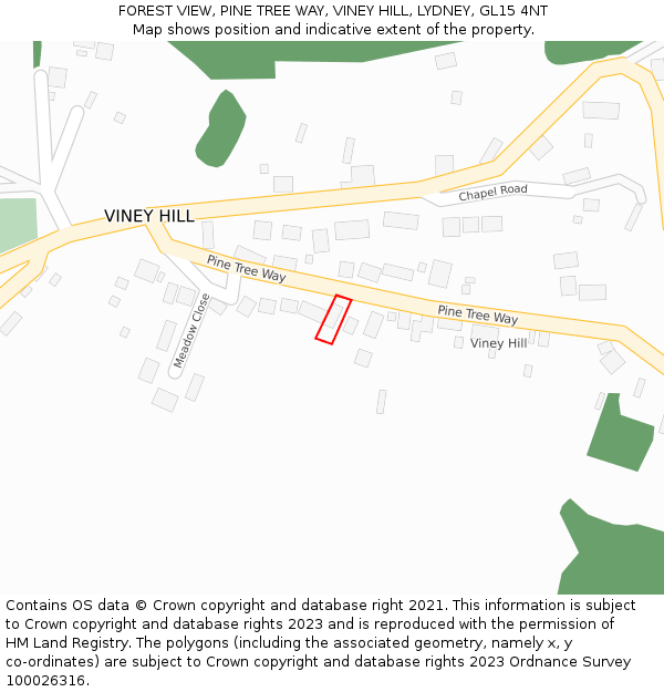 FOREST VIEW, PINE TREE WAY, VINEY HILL, LYDNEY, GL15 4NT: Location map and indicative extent of plot