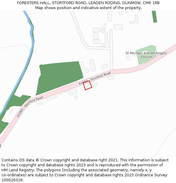 FORESTERS HALL, STORTFORD ROAD, LEADEN RODING, DUNMOW, CM6 1RB: Location map and indicative extent of plot