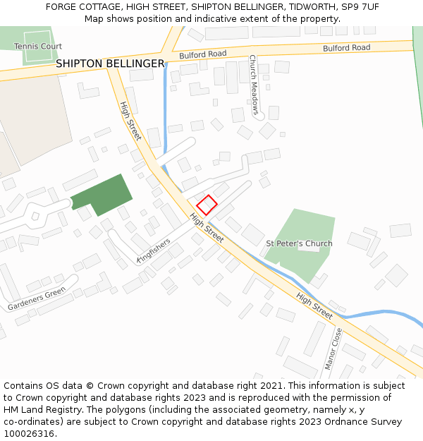 FORGE COTTAGE, HIGH STREET, SHIPTON BELLINGER, TIDWORTH, SP9 7UF: Location map and indicative extent of plot