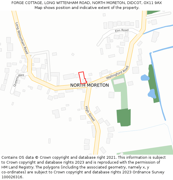 FORGE COTTAGE, LONG WITTENHAM ROAD, NORTH MORETON, DIDCOT, OX11 9AX: Location map and indicative extent of plot