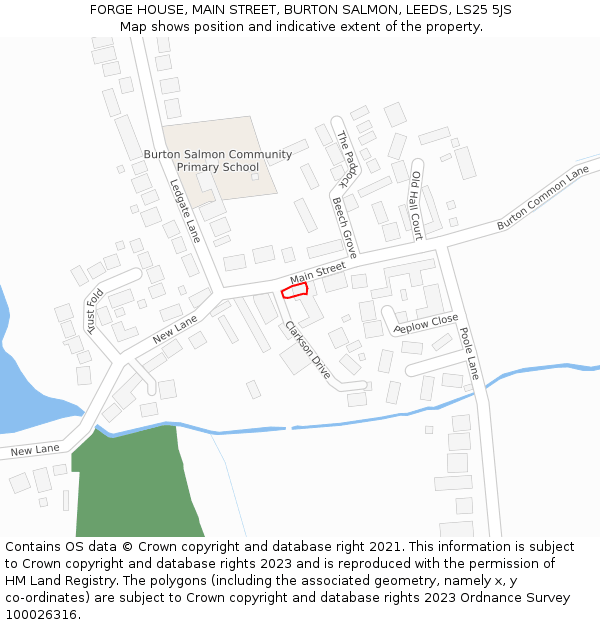 FORGE HOUSE, MAIN STREET, BURTON SALMON, LEEDS, LS25 5JS: Location map and indicative extent of plot