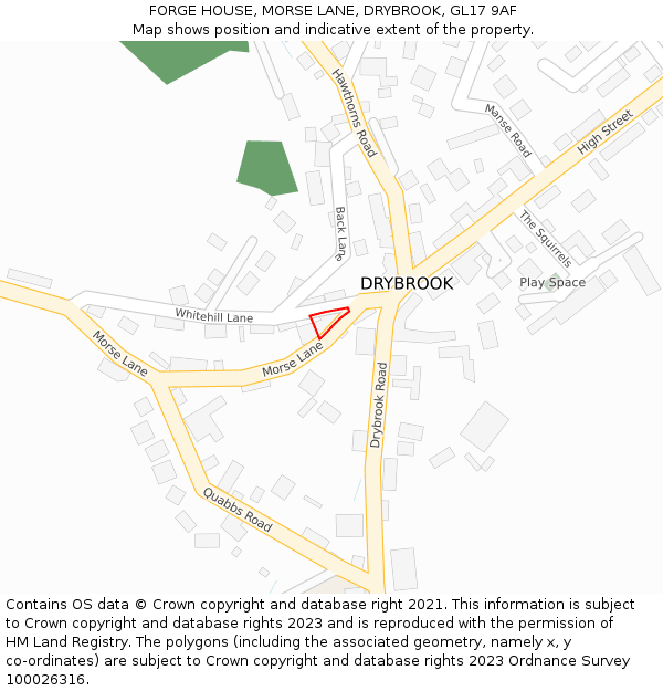 FORGE HOUSE, MORSE LANE, DRYBROOK, GL17 9AF: Location map and indicative extent of plot