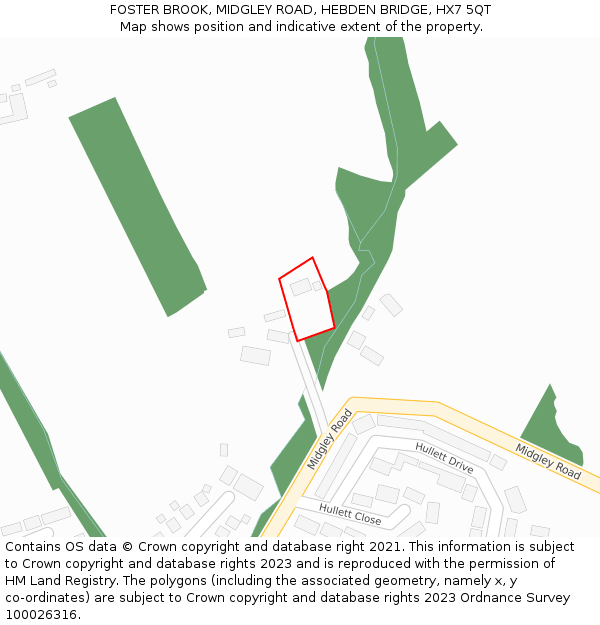 FOSTER BROOK, MIDGLEY ROAD, HEBDEN BRIDGE, HX7 5QT: Location map and indicative extent of plot