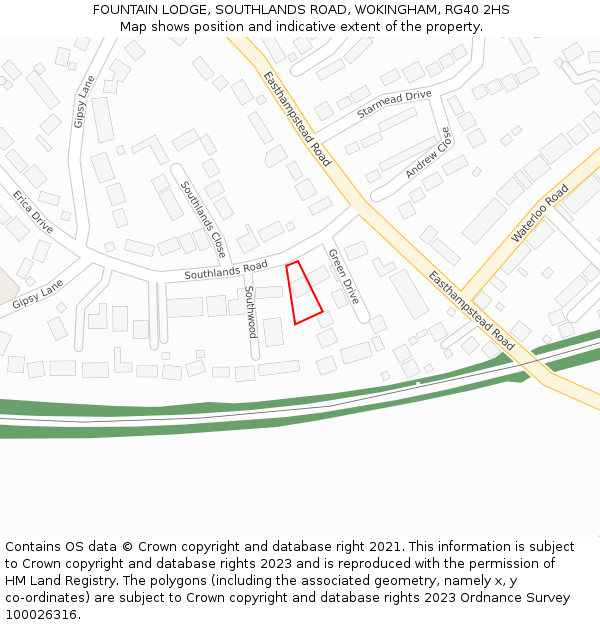 FOUNTAIN LODGE, SOUTHLANDS ROAD, WOKINGHAM, RG40 2HS: Location map and indicative extent of plot