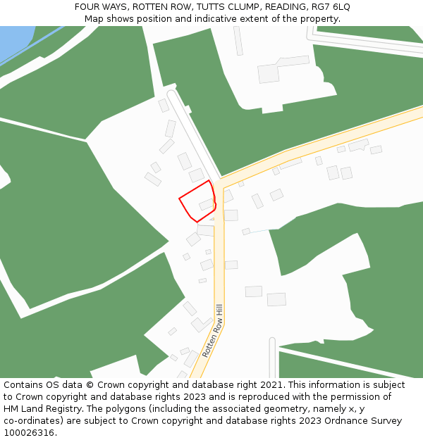 FOUR WAYS, ROTTEN ROW, TUTTS CLUMP, READING, RG7 6LQ: Location map and indicative extent of plot