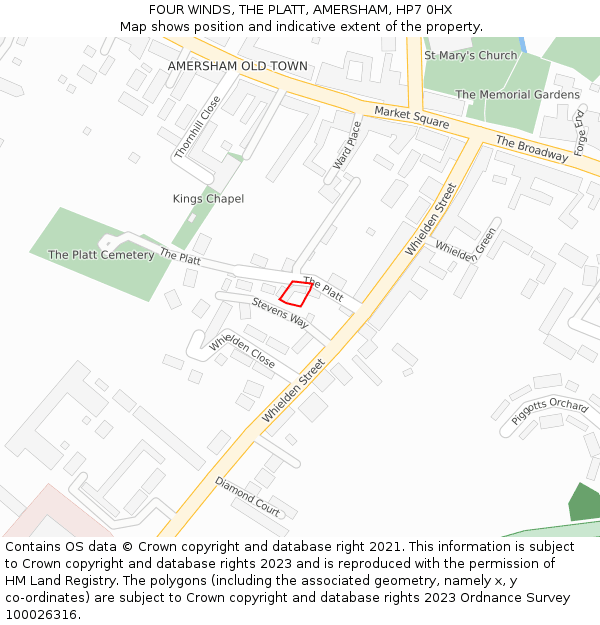 FOUR WINDS, THE PLATT, AMERSHAM, HP7 0HX: Location map and indicative extent of plot