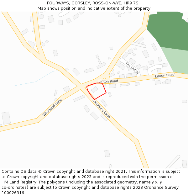 FOURWAYS, GORSLEY, ROSS-ON-WYE, HR9 7SH: Location map and indicative extent of plot