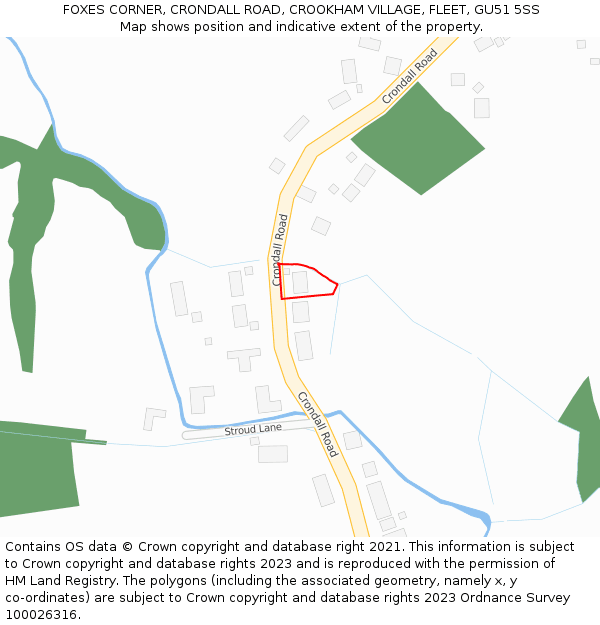 FOXES CORNER, CRONDALL ROAD, CROOKHAM VILLAGE, FLEET, GU51 5SS: Location map and indicative extent of plot