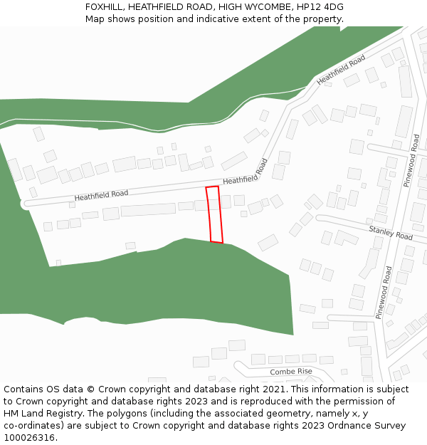 FOXHILL, HEATHFIELD ROAD, HIGH WYCOMBE, HP12 4DG: Location map and indicative extent of plot