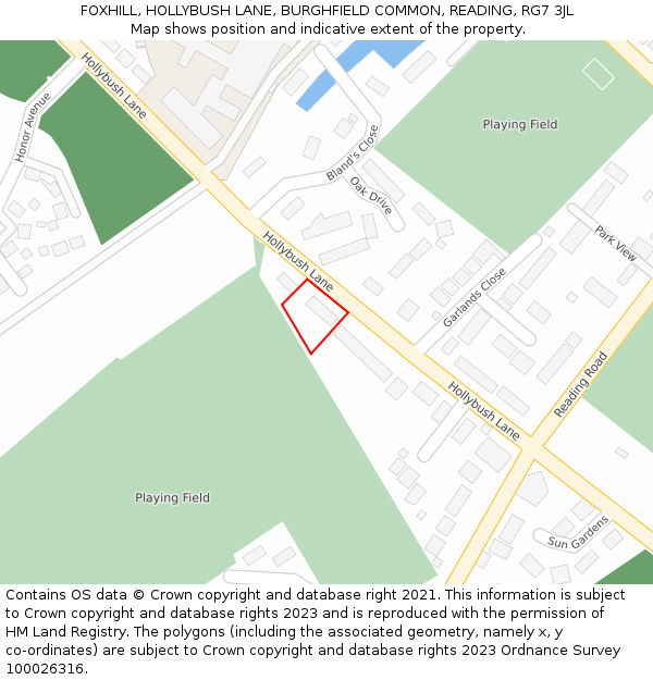 FOXHILL, HOLLYBUSH LANE, BURGHFIELD COMMON, READING, RG7 3JL: Location map and indicative extent of plot