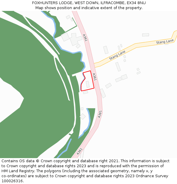 FOXHUNTERS LODGE, WEST DOWN, ILFRACOMBE, EX34 8NU: Location map and indicative extent of plot