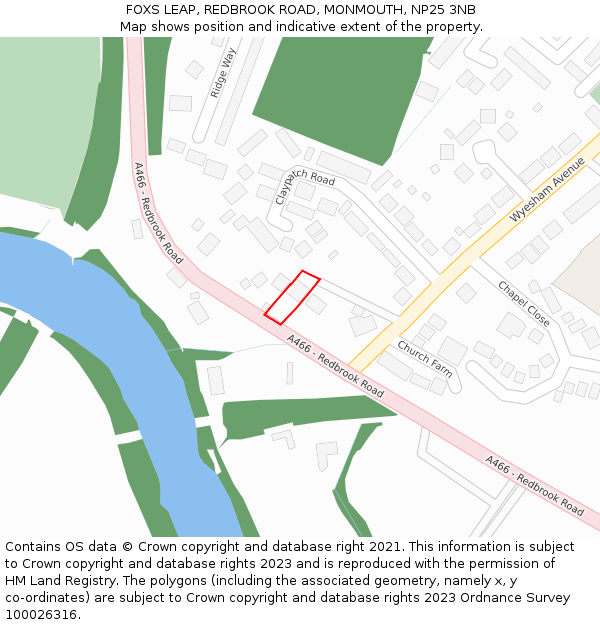 FOXS LEAP, REDBROOK ROAD, MONMOUTH, NP25 3NB: Location map and indicative extent of plot