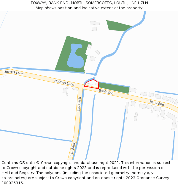 FOXWAY, BANK END, NORTH SOMERCOTES, LOUTH, LN11 7LN: Location map and indicative extent of plot