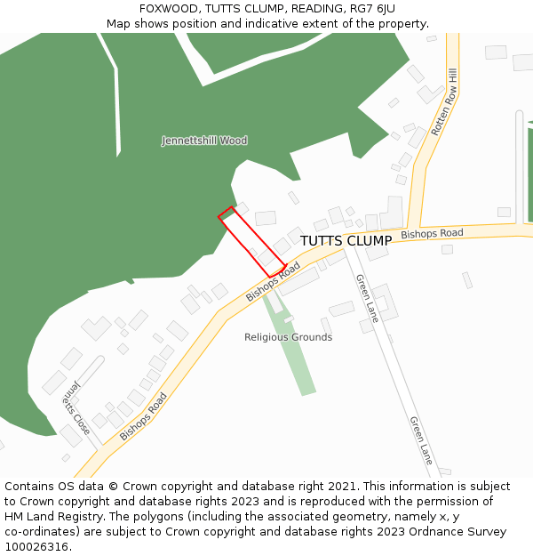 FOXWOOD, TUTTS CLUMP, READING, RG7 6JU: Location map and indicative extent of plot