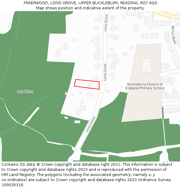 FRAERWOOD, LONG GROVE, UPPER BUCKLEBURY, READING, RG7 6QS: Location map and indicative extent of plot