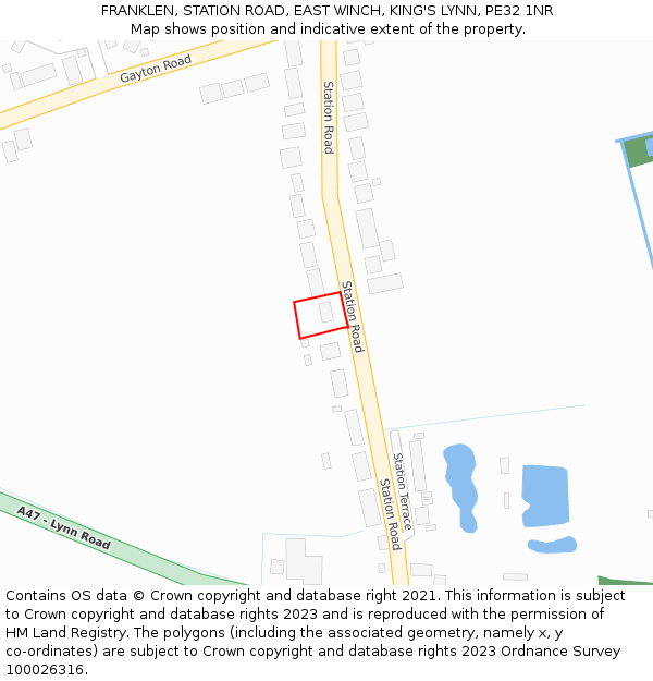 FRANKLEN, STATION ROAD, EAST WINCH, KING'S LYNN, PE32 1NR: Location map and indicative extent of plot