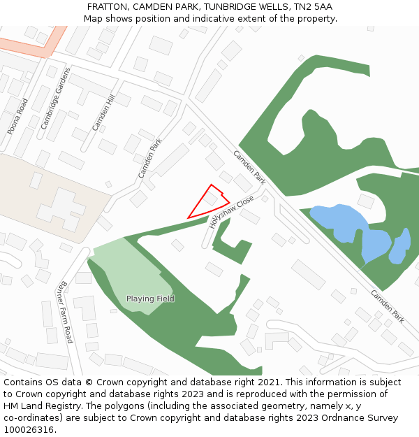 FRATTON, CAMDEN PARK, TUNBRIDGE WELLS, TN2 5AA: Location map and indicative extent of plot