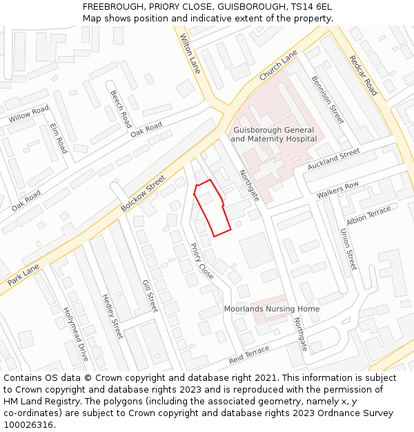 FREEBROUGH, PRIORY CLOSE, GUISBOROUGH, TS14 6EL: Location map and indicative extent of plot