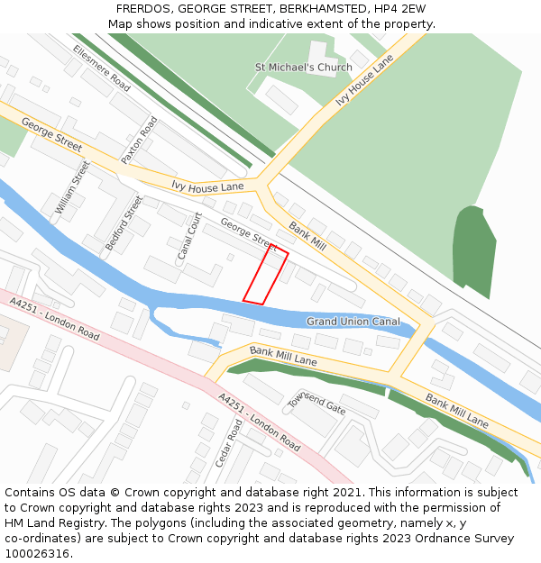 FRERDOS, GEORGE STREET, BERKHAMSTED, HP4 2EW: Location map and indicative extent of plot