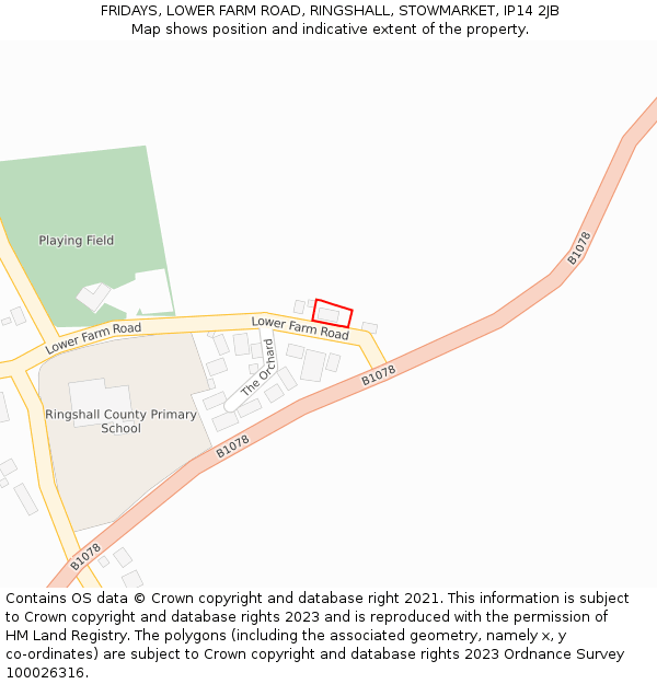 FRIDAYS, LOWER FARM ROAD, RINGSHALL, STOWMARKET, IP14 2JB: Location map and indicative extent of plot
