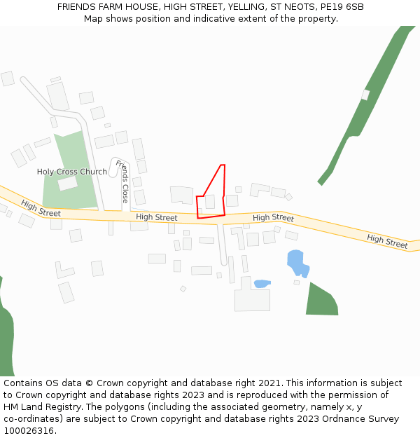 FRIENDS FARM HOUSE, HIGH STREET, YELLING, ST NEOTS, PE19 6SB: Location map and indicative extent of plot