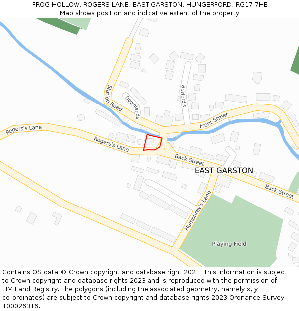 FROG HOLLOW, ROGERS LANE, EAST GARSTON, HUNGERFORD, RG17 7HE: Location map and indicative extent of plot