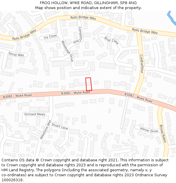 FROG HOLLOW, WYKE ROAD, GILLINGHAM, SP8 4NG: Location map and indicative extent of plot