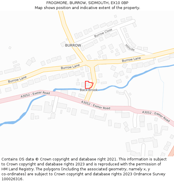 FROGMORE, BURROW, SIDMOUTH, EX10 0BP: Location map and indicative extent of plot