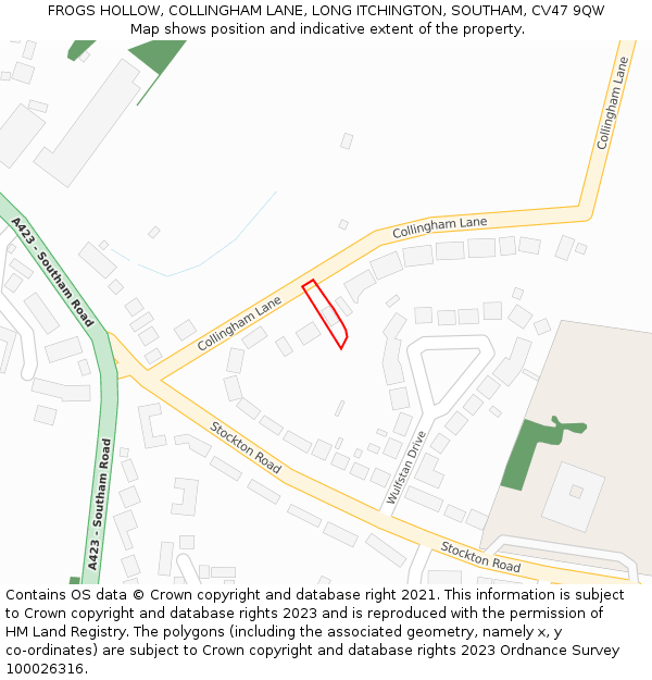 FROGS HOLLOW, COLLINGHAM LANE, LONG ITCHINGTON, SOUTHAM, CV47 9QW: Location map and indicative extent of plot