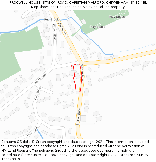 FROGWELL HOUSE, STATION ROAD, CHRISTIAN MALFORD, CHIPPENHAM, SN15 4BL: Location map and indicative extent of plot